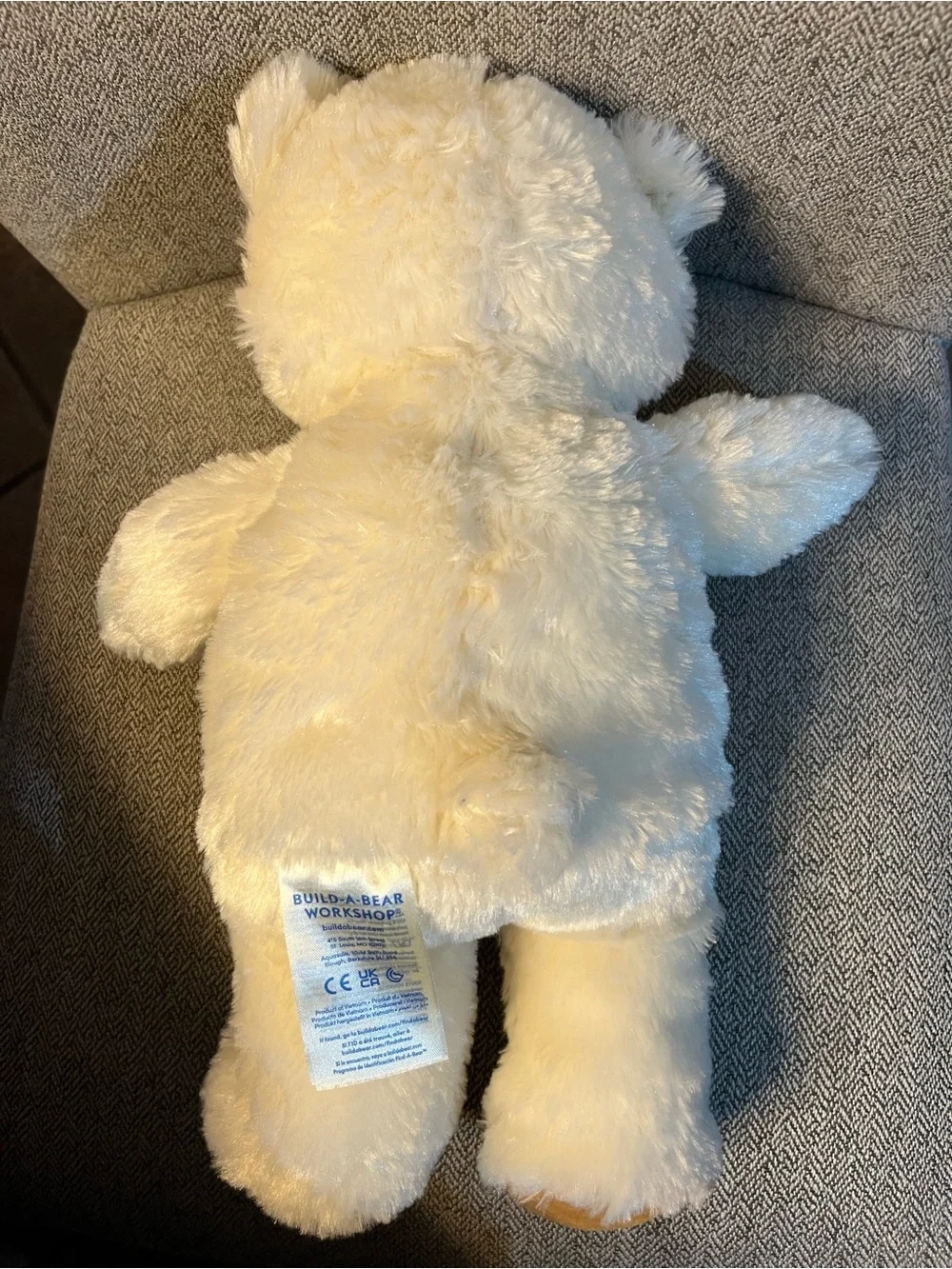 Build A Bear Workshop Cream Ivory Teddy Bear Plush Brown Paw Pads 16” BABW